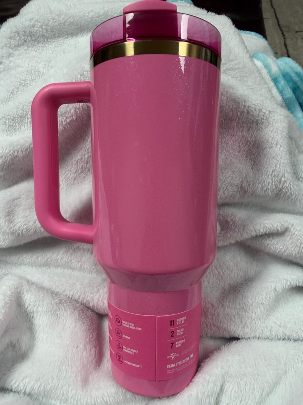 Wicked “Glenda” Stanley Hot Pink Tumbler with sparkles & Gold Accents - Picture 11 of 13
